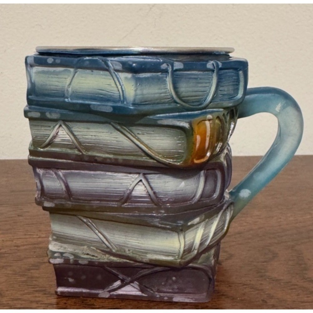 3D Stacked Books Coffee Mug - Resin Novelty Literary Gift for Book Lovers NWOB